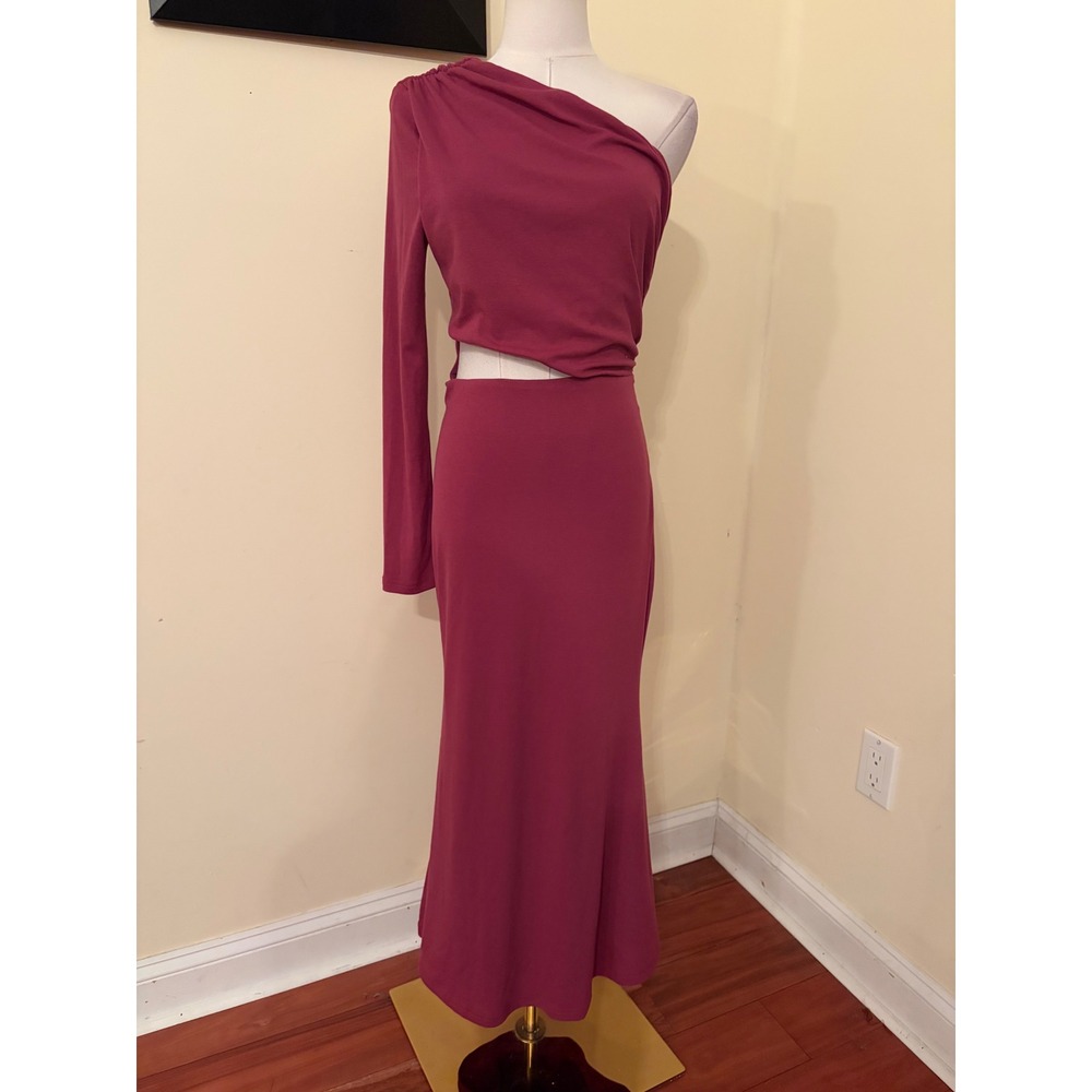 By Egreis One Shoulder Cutout Maxi Dress Berry Plum Asymmetrical Mermaid Medium - Picture 2 of 8